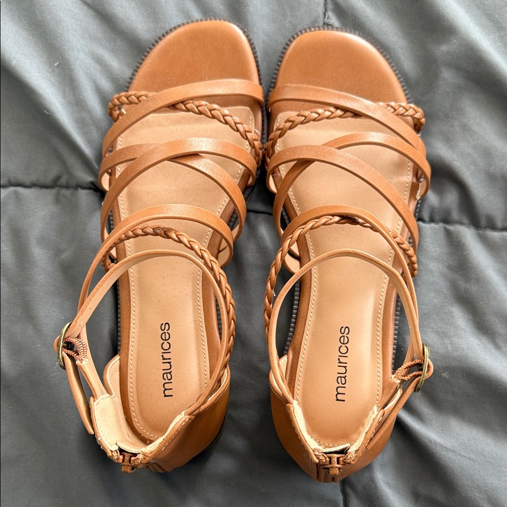 Maurices Women's Brown Braided Strap Sandals size 8.5 - Picture 2 of 6